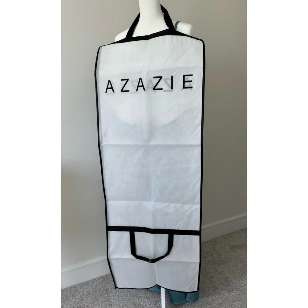Azazie Eren Fitted One Shoulder Stretch Satin Bridesmaid Dress in Moody Blue NWT - Picture 13 of 15